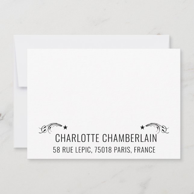 Cartão De Notas Estrelas de Fotografação Decorativa do Nome bonito (Frente)