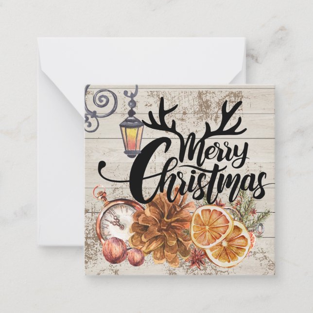 Cartão De Notas Eterno rústico fazenda Madeira Reindee Natal (Frente)
