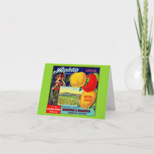 Cartão De Notas etiqueta da placa de maçã aplicada cerca de 1900