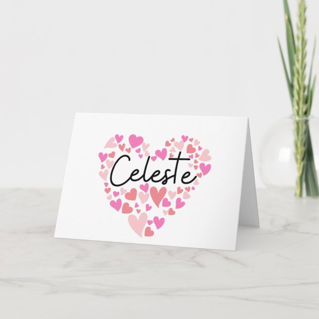 Cartão De Notas Eu amo Celeste - corações para Celeste (Frente)