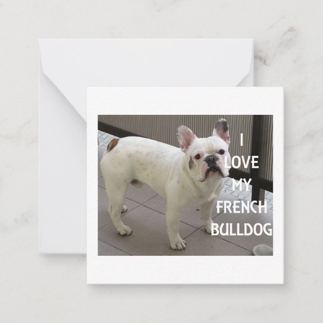 Cartão De Notas Eu Amo Meu Buldogue Francês (Frente)