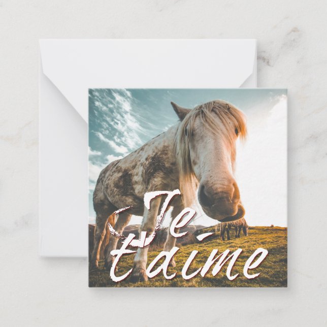 Cartão De Notas Eu te amo com cavalo olhado (Frente)