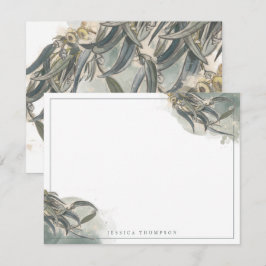 Cartão De Notas Eucalyptus aquarela deixa placa de nota verde