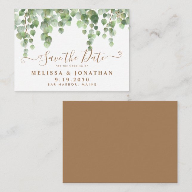 Cartão De Notas Eucalyptus B Wedding A Data (Frente/Verso)