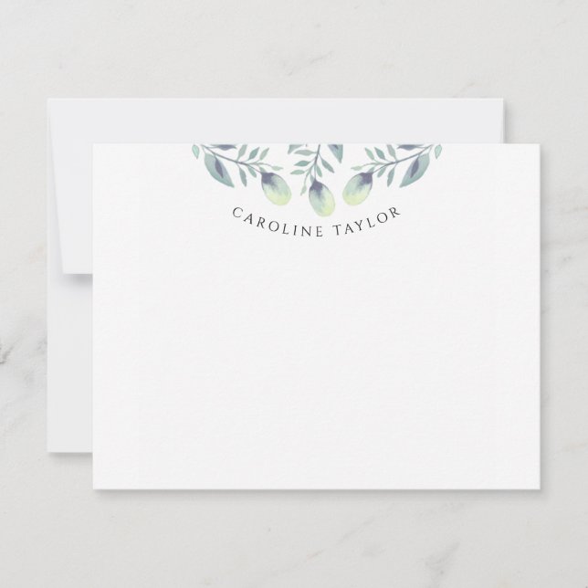 Cartão De Notas Eucalyptus Greenery Personalizado Stationery Boho (Frente)