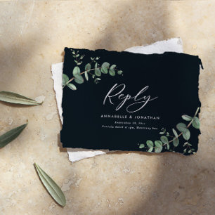 Cartão De Notas Eucalyptus Greenery Resposta do casamento