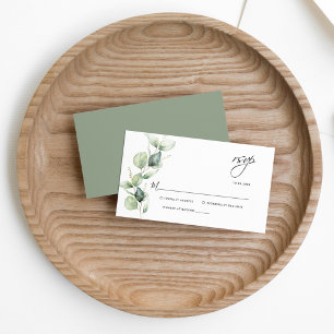 Cartão De Notas Eucalyptus Greenery Script de Casamento RSVP