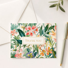 Cartão De Notas Evento Elegante Agradecimento Jardim Floral