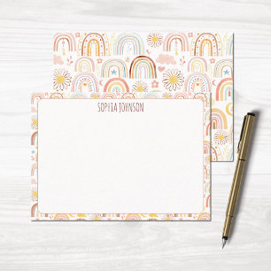 Cartão De Notas Ex-libris de Arco-íris Coloridos e Lindas Flores d