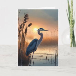 Cartão De Notas Excelente Blue Heron no nascer do sol Obrigado