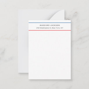 Cartão De Notas Exclusivo Pessoal Moderno Azul Branco Vermelho