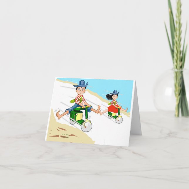 Cartão De Notas Executar Bicicleta Para Os Rosas (Frente)