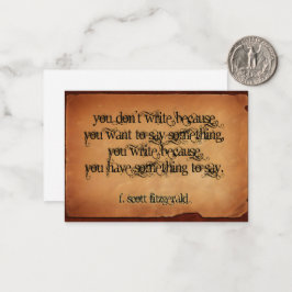 Cartão De Notas F. Scott Fitzgerald Inspirational Cote "Escrever"