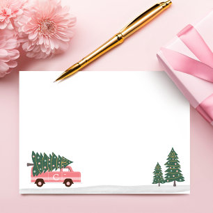 Cartão De Notas Fa La La Christmas Tree Pink Vintage Van To & From