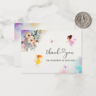Cartão De Notas Fada Floral Mágica Princesa Watercolor obrigado vo