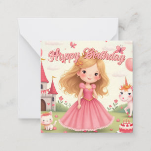 Cartão De Notas Fada Princesa Aniversário em Sonho Rosa