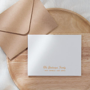 Cartão De Notas FAMÍLIA NOTECARDS Papel de carta Nomes cursivos La