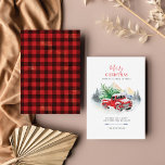 Cartão De Notas Família Red Truck Buffalo de Natal Moderno<br><div class="desc">Que melhor maneira de deixar seus amigos e familiares saberem que você está pensando neles do que desejando um Feliz Natal com este clássico caminhão vermelho na neve com uma árvore de Natal nas costas para colocar o clima para o que está por vir. Altere facilmente o texto da placa...</div>