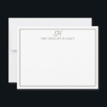 Cartão De Notas Family Initial Green Border Monogram Stationery<br><div class="desc">This design features a thin double border with space for a family initial and family name. Click the customize button if you would like to adjust the design elements and/or further modify the text! Variations of this design, additional colors, as well as coordinating products are available in our shop, zazzle.com/store/doodlelulu....</div>