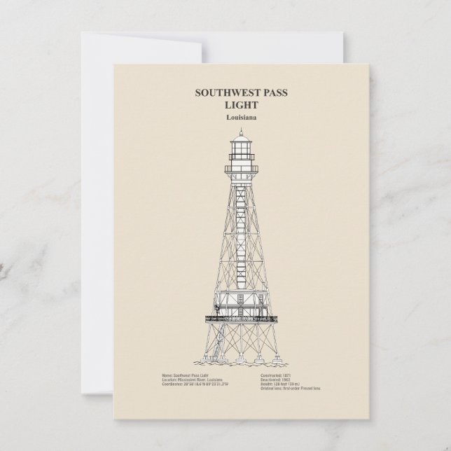 Cartão De Notas Farol de passagem sudoeste - Louisiana - SBD (Frente)