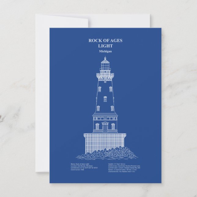 Cartão De Notas Farol Rock of Ages - Michigan - AD (Frente)