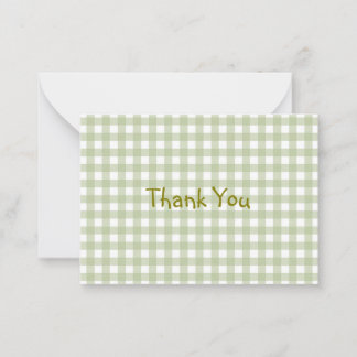 Cartão De Notas Faye e Lauren Green Gingham Obrigado