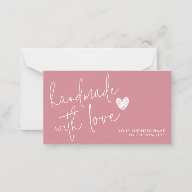 Cartão De Notas Feita à mão com amor Dusty Pink Heart Jewelry Care (Frente)