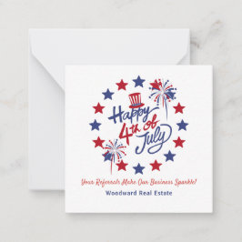 Cartão De Notas Feliz 4 de julho Business Sparkle | Realtor Mini