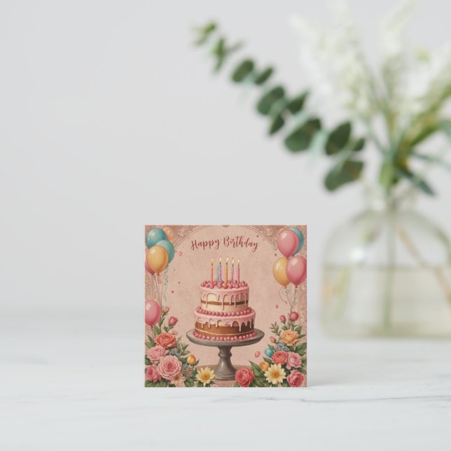 Cartão De Notas Feliz aniversário (Em pé/Frente)