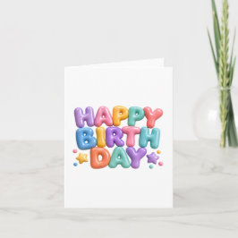 Cartão De Notas Feliz Aniversário Bolha Desenho Colorido em Vidro