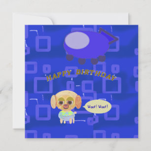 Cartão De Notas Feliz Aniversário Cachorrinho Espaçonave Chef Duck