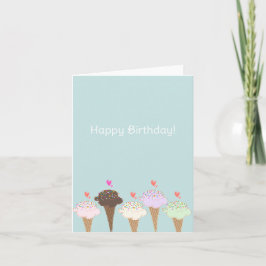 Cartão De Notas Feliz Aniversário do Sorvete Bonito