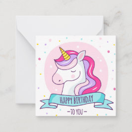 Cartão De Notas Feliz Aniversário do Unicorn