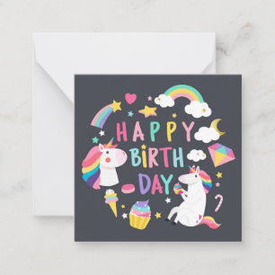 Cartão De Notas Feliz Aniversário do Unicórnio