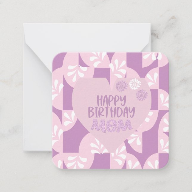 Cartão De Notas Feliz Aniversário Mãe (Frente)