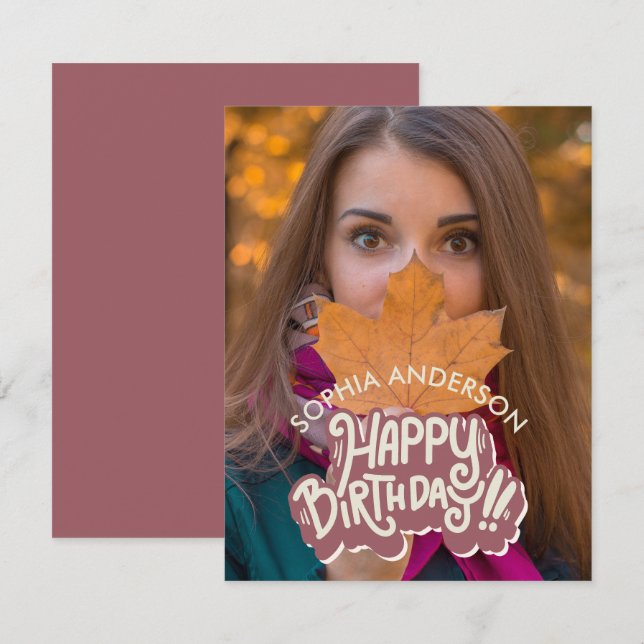 Cartão De Notas Feliz aniversário personalizável (Frente/Verso)