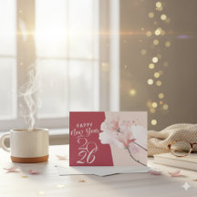 Feliz Ano Novo 2026 Design Floral Elegante de Magn