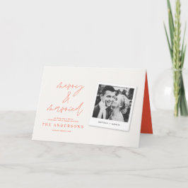 Cartão De Notas Feliz de fotos modernas e natal vermelho casado