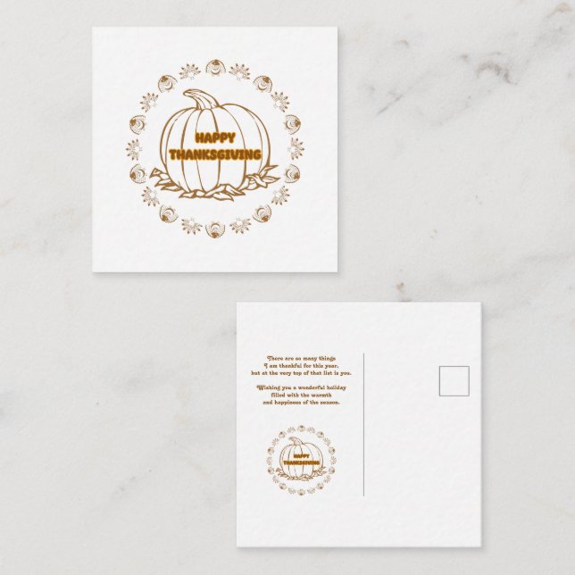 Cartão De Notas feliz dia de Ação de Graças (Frente/Verso)