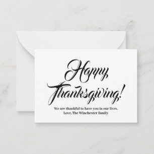 Cartão De Notas Feliz dia de Ação de Graças - script personalizado