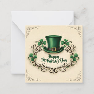 Cartão De Notas Feliz Dia de São Patrício Design de Trevo