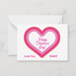 Cartão De Notas Feliz Dia dos Namorados Coração Grande Cor-de-Rosa