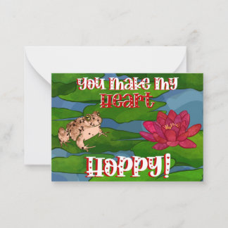 Cartão De Notas Feliz Dia dos Namorados Hoppy Toad & Flower Kids d