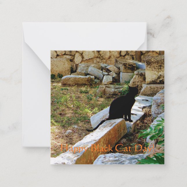 Cartão De Notas Feliz Dia Negro de Gato! (Frente)