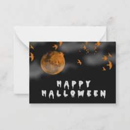 Cartão De Notas Feliz Halloween com lua de cheio