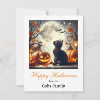 Feliz Halloween Gato Abóbora Nota Carro