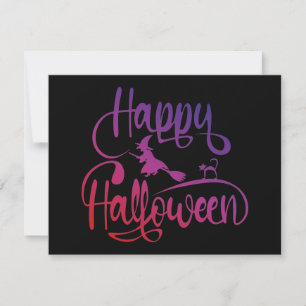 Cartão De Notas Feliz Halloween gradient voando feiticeiro