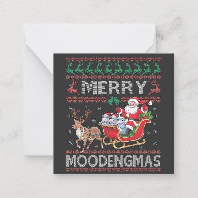 Cartão De Notas Feliz MooDengmas Moo Deng Natal Hipopótamo Papai N (Frente)