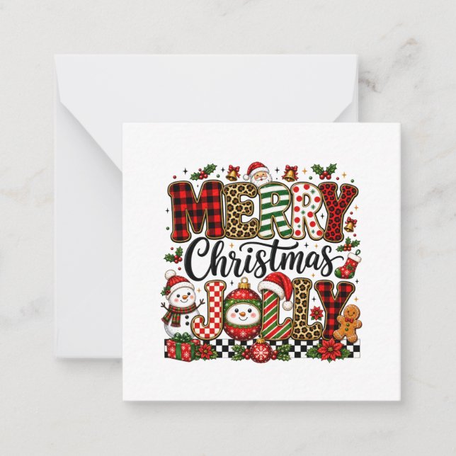 Cartão De Notas Feliz Natal Alegre (Frente)