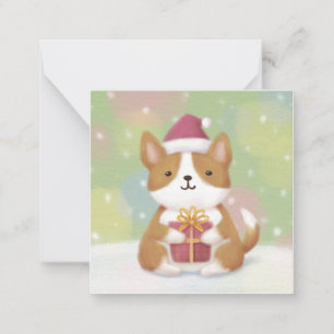 Cartão De Notas Feliz Natal: Arte de Ilustração de Corgi